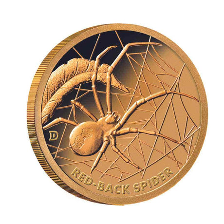 Australia's Deadly & Dangerous 2019 $1 Red-back Spider Gold Prooflike Coin