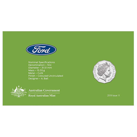 Ford 1989 Sierra RS500 2018 50c Stamp & Coin Cover