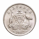 1942D Sixpence Uncirculated
