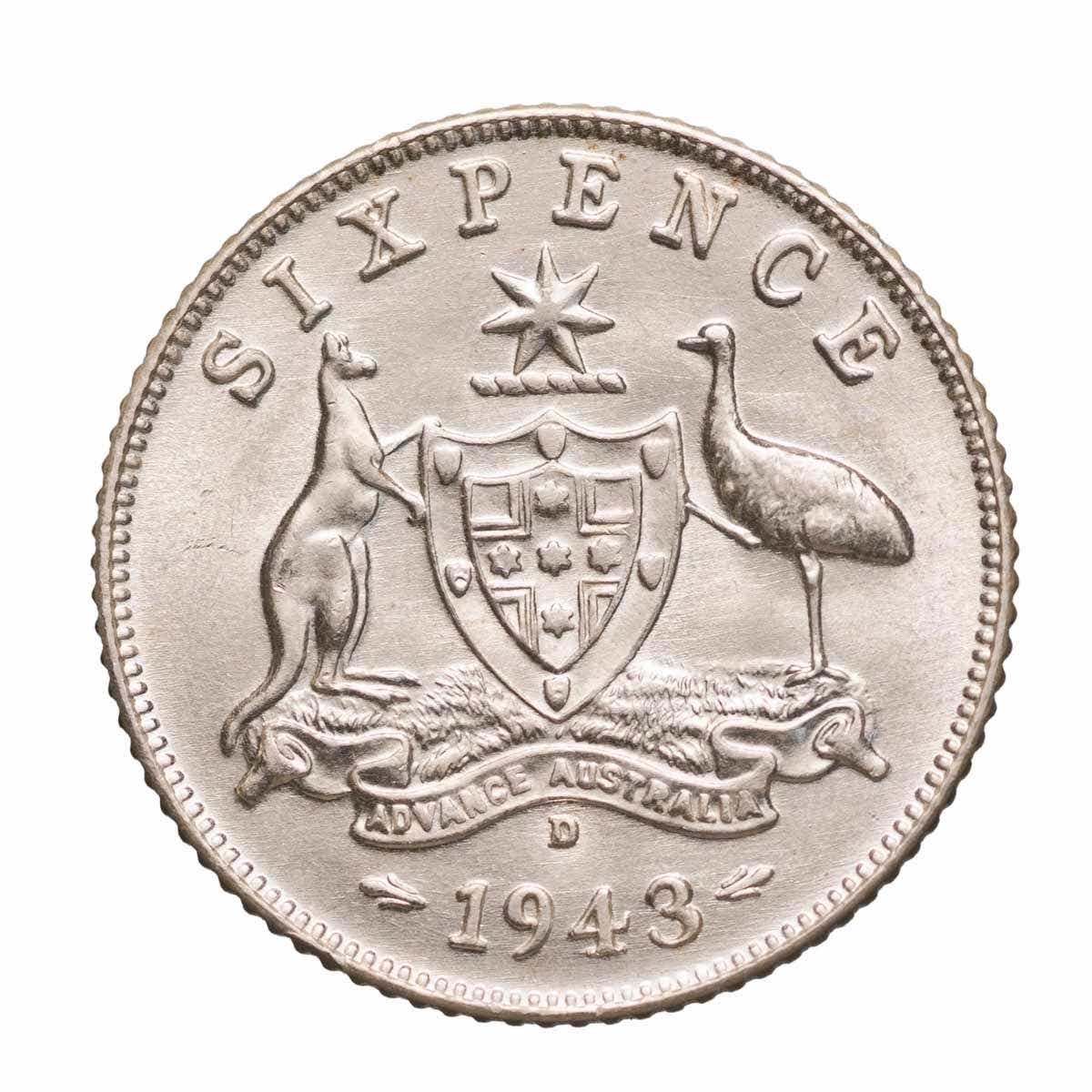 1943D Sixpence Uncirculated