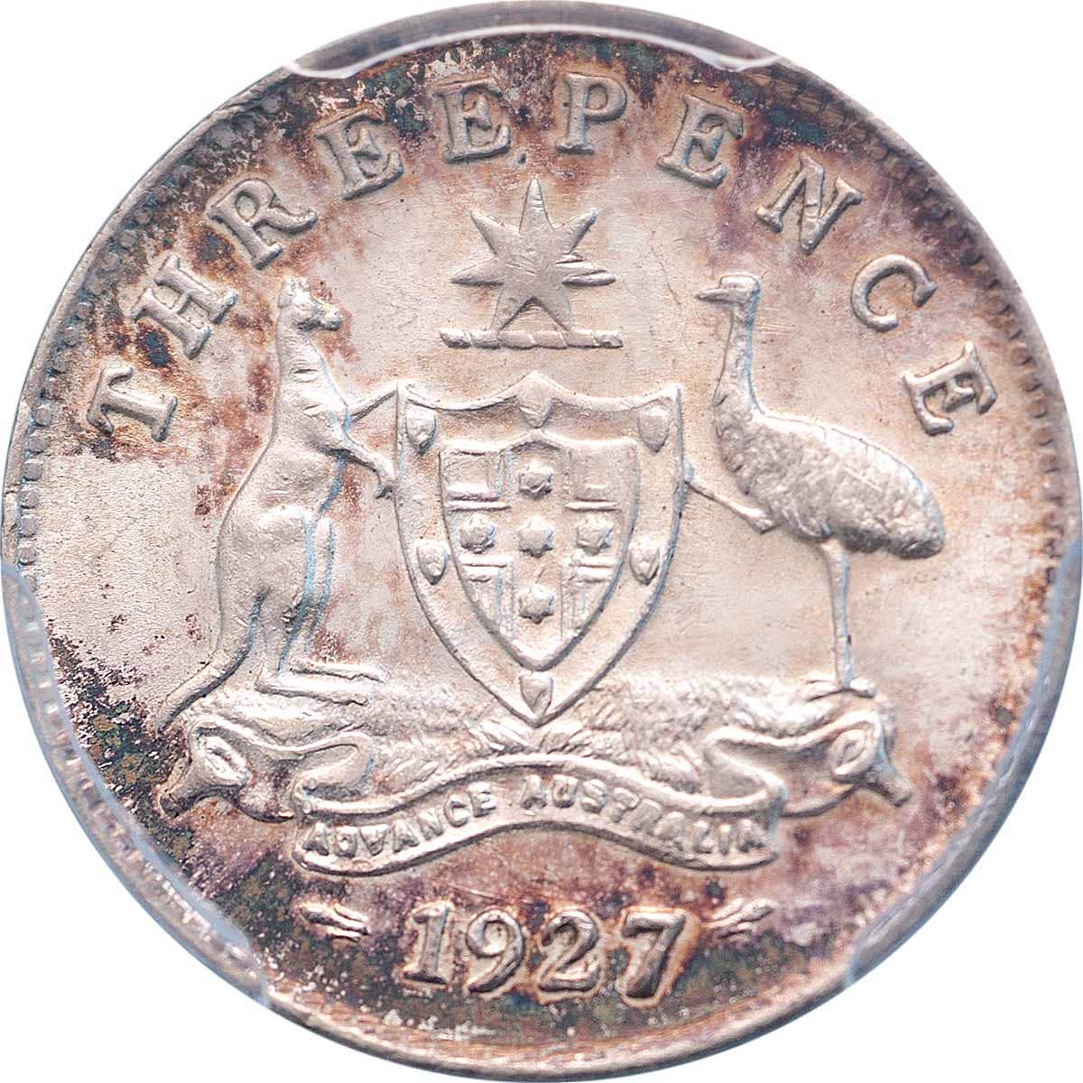 1927 Threepence PCGS MS64 (Choice Uncirculated)