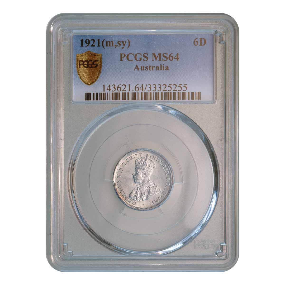 1921 Sixpence PCGS MS64 (Choice Uncirculated)