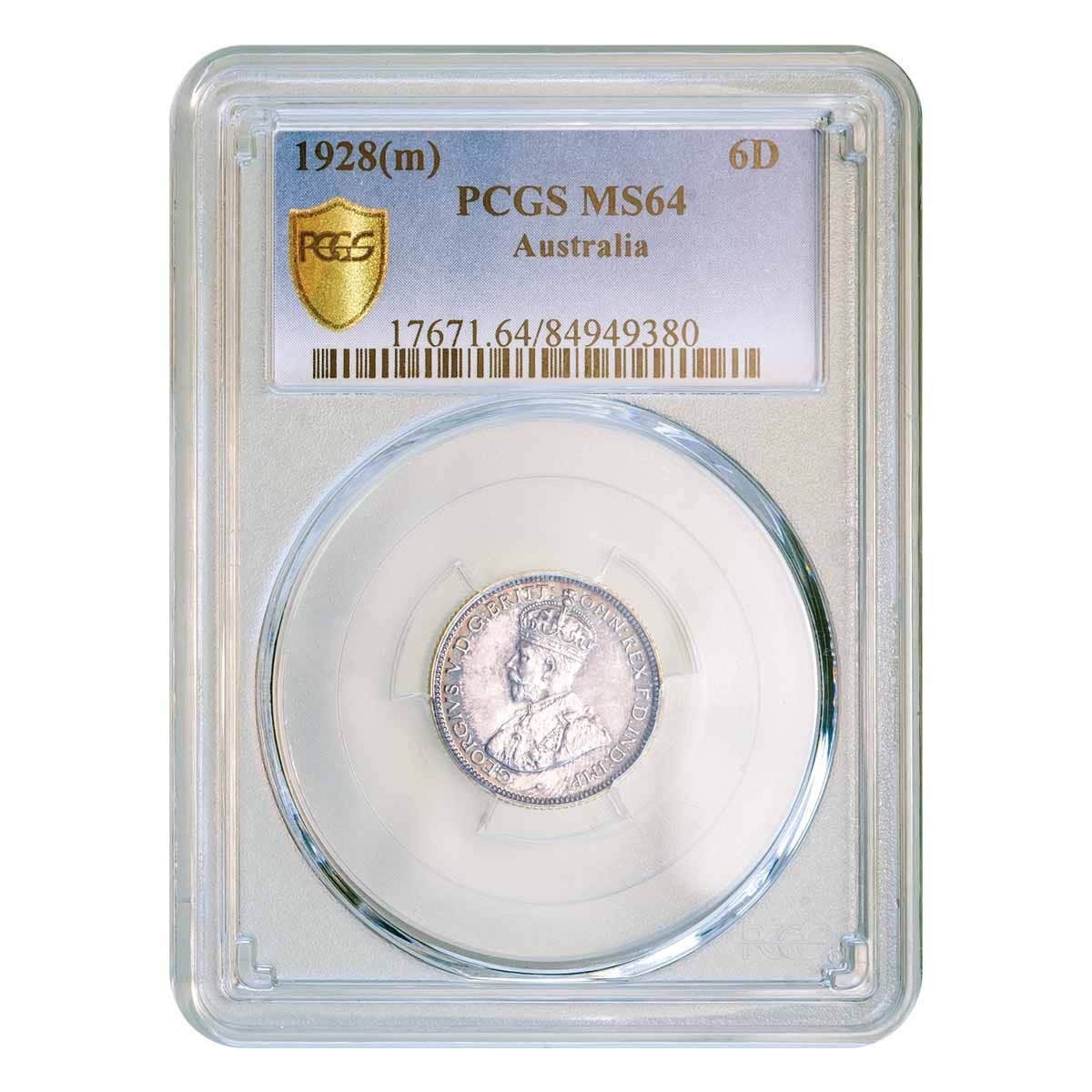 1928 Sixpence PCGS MS64 (Choice Uncirculated)
