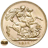 George V 1915P Gold Sovereign Extremely Fine-about Uncirculated