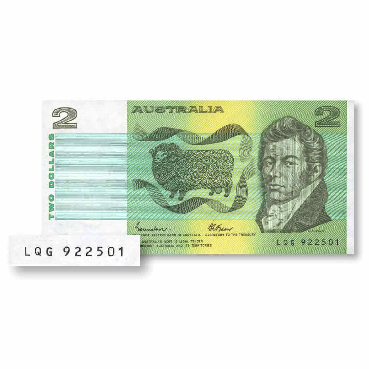 1985 $2 R89L Johnston/Fraser LQG Last Prefix Uncirculated Banknote