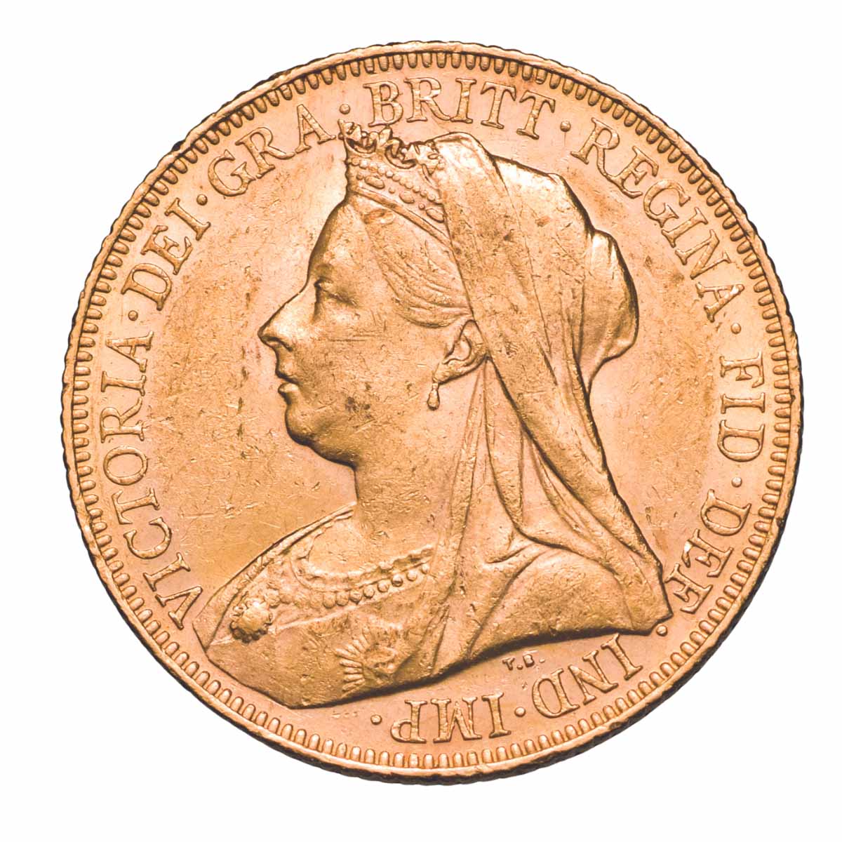 Queen Victoria 1901M Veiled Head Gold Sovereign about Uncirculated