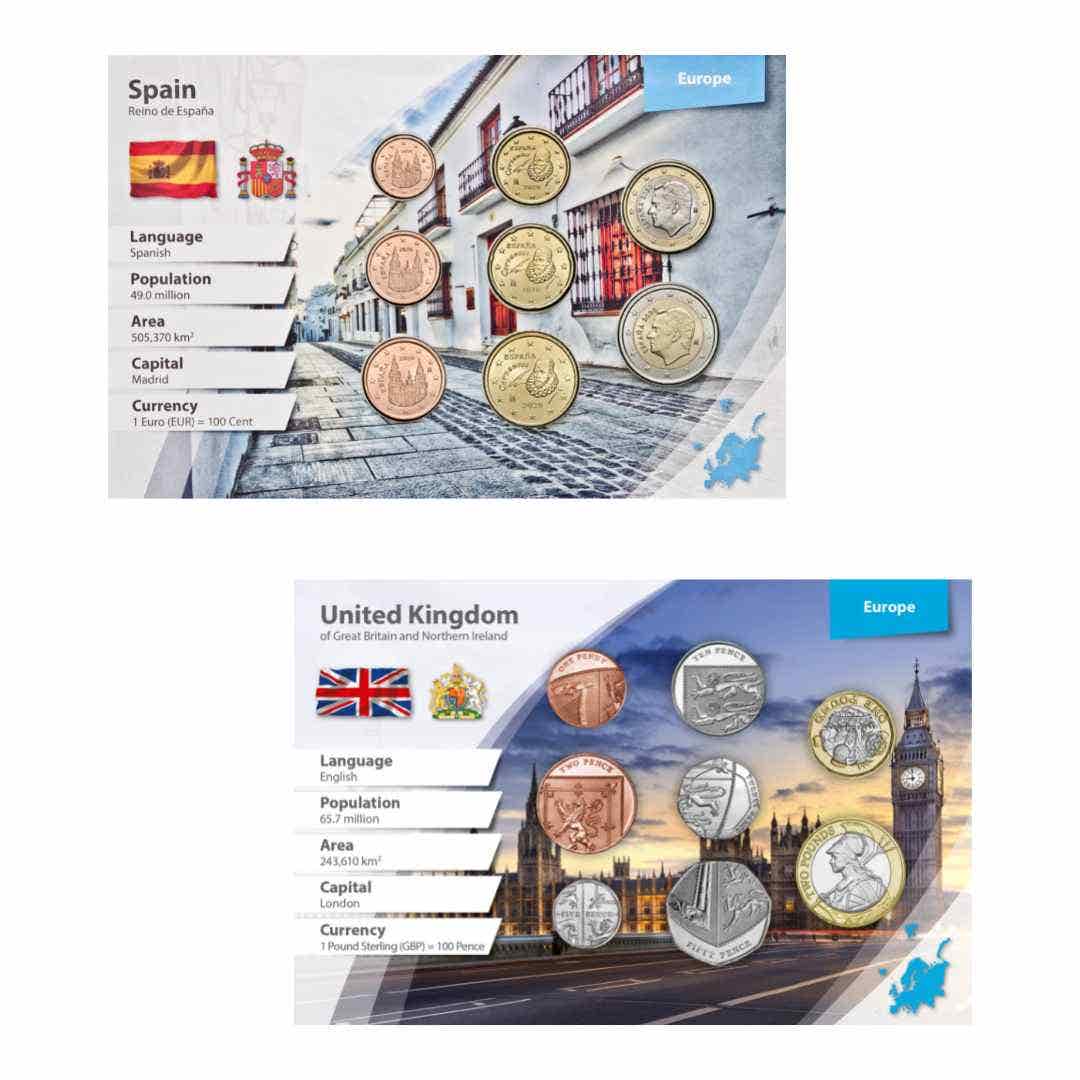 Spain & Great Britain Coin Set Pair