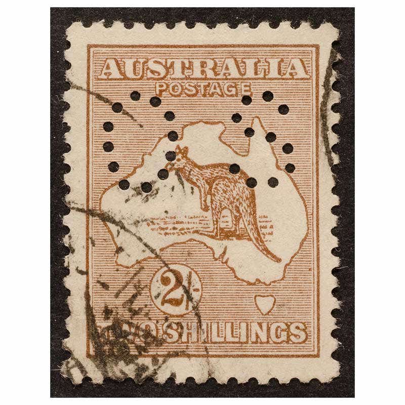 1915 2/- Brown Perf OS Fine Used