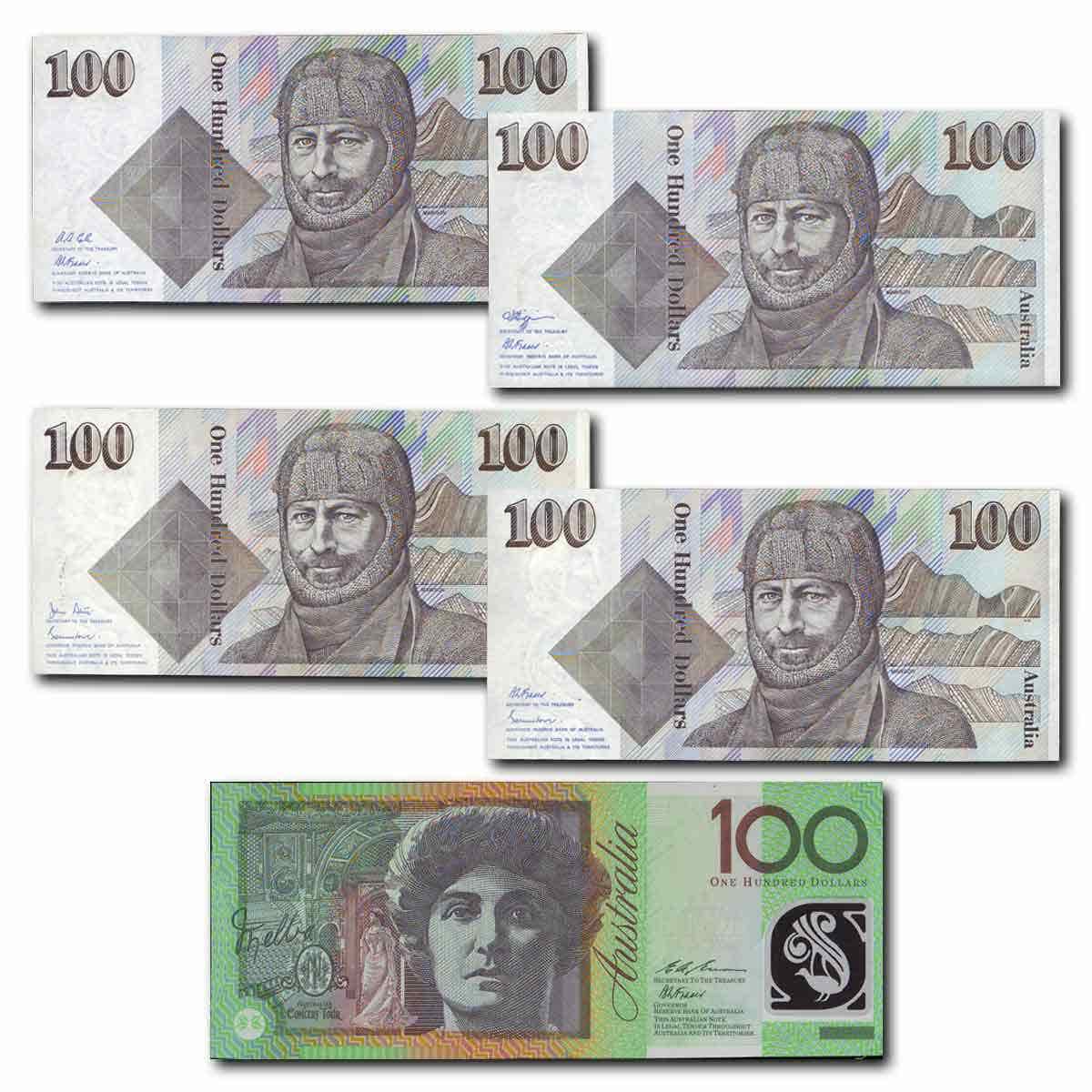 1984-1996 $100 5-Note Collection Uncirculated