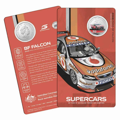 60 Years of Australian Supercars 2020 50c - 2008 Ford BF Falcon Uncirculated Coin