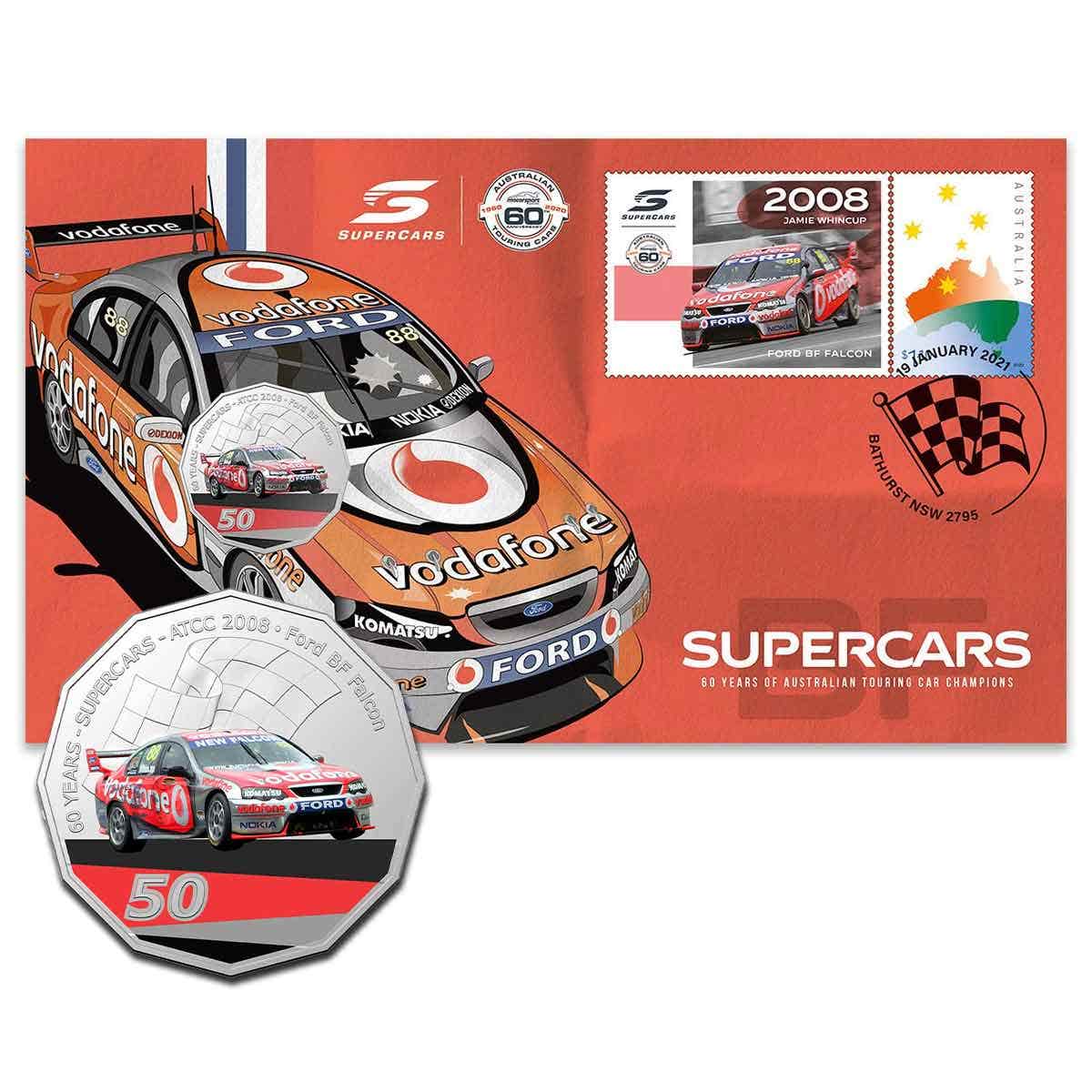 2020 50c 60 Years of Supercars BF Falcon Stamp & Coin Cover