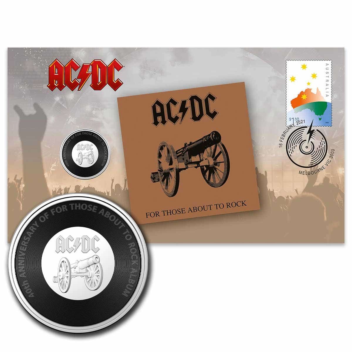 AC/DC For Those About To Rock We Salute You 2021 20c Coin & Stamp Cover