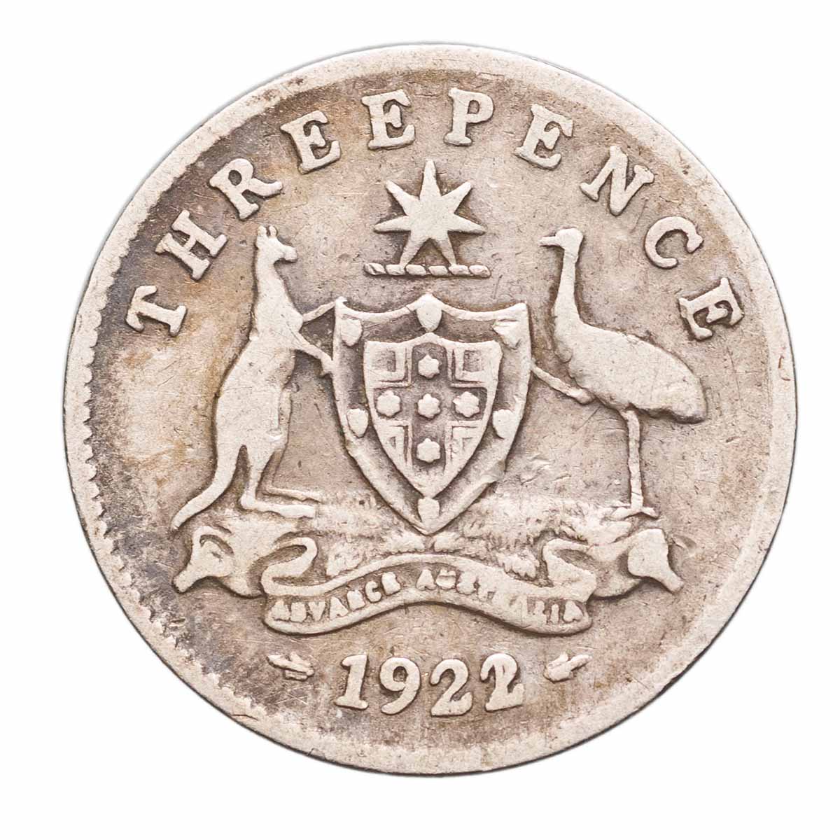 1922/21 Threepence Overdate Very Good
