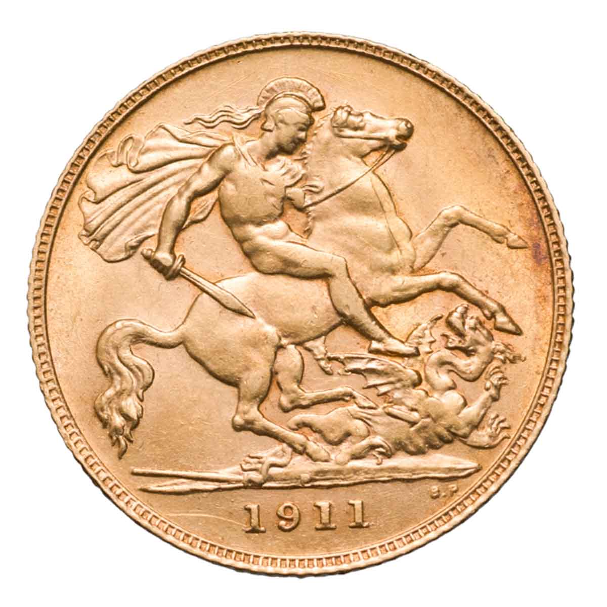 George V 1911P Gold Half Sovereign near Uncirculated