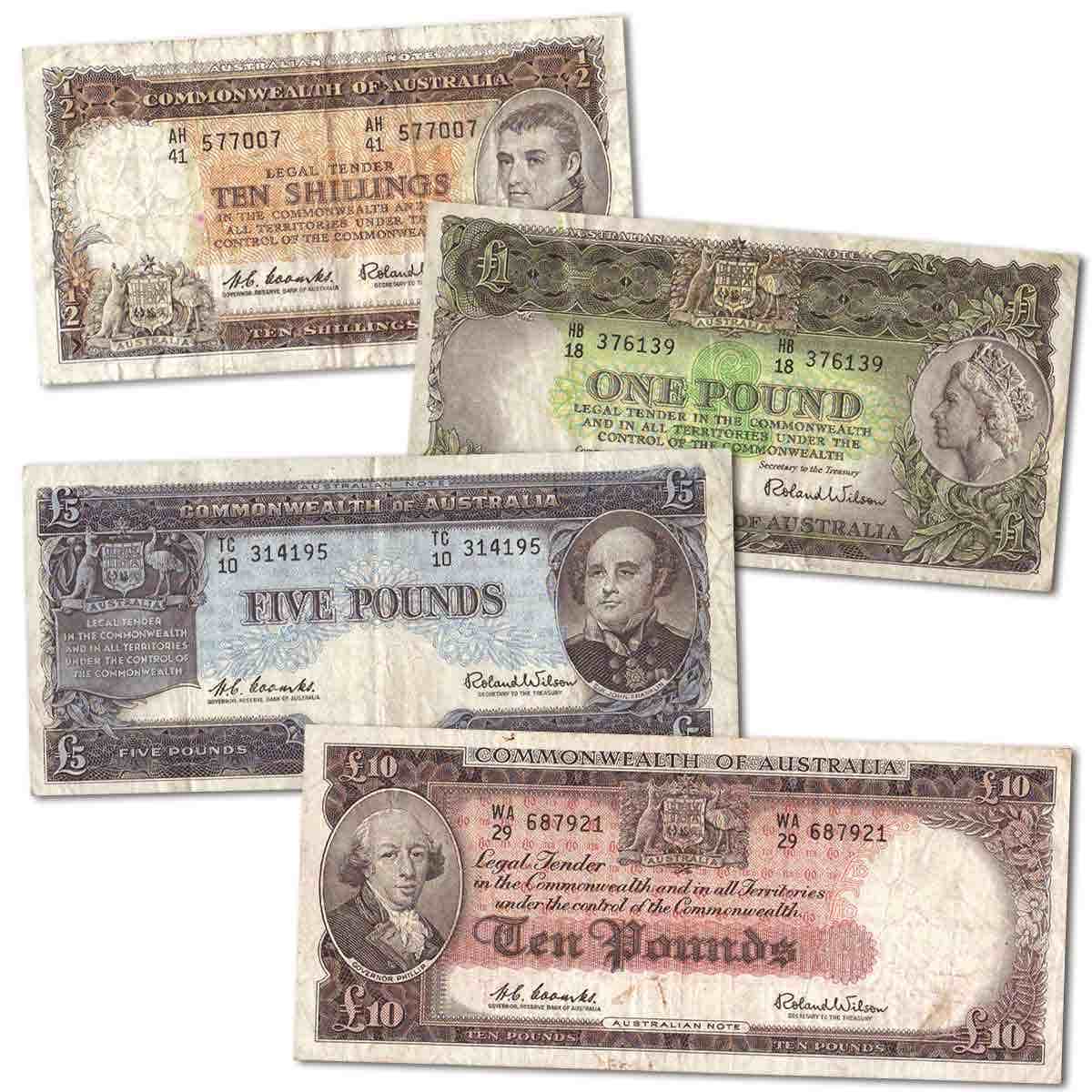 Australia Elizabeth II 1953-61 Fine-Very Fine 4-Note Type Set