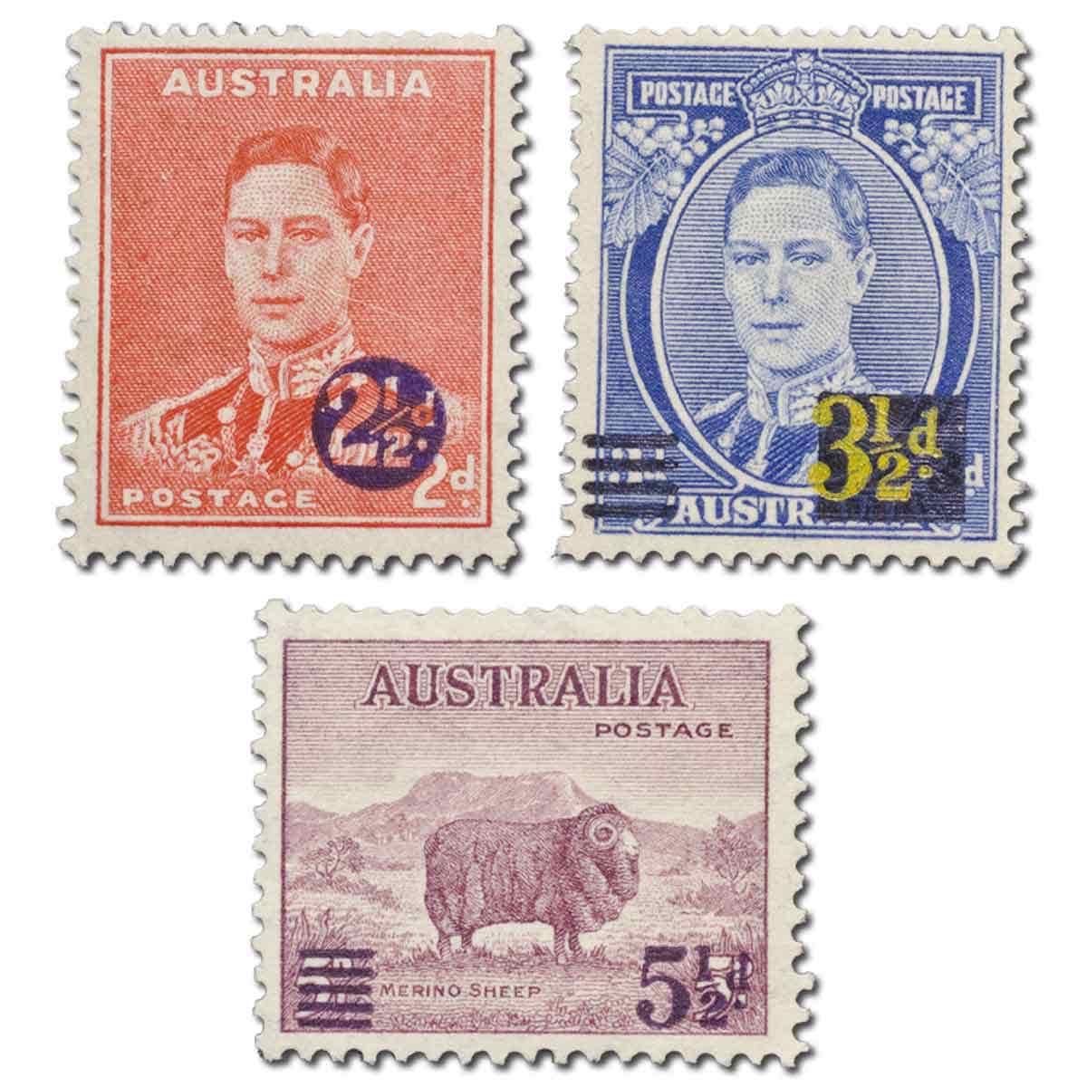 1941 Surcharges Trio Mint Unhinged