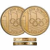Australia Olymphilex 2000 $1 Aluminium-Bronze C & S Mintmark Uncirculated Coin Pair