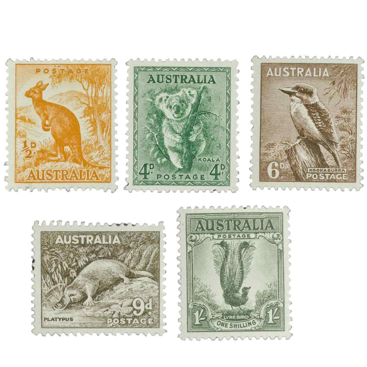 1949-56 Zoological Series 5-Stamp Set Mint Unhinged