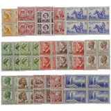 1942-52 Set of 16 Different Blocks of Four (64 stamps) Mint Unhinged