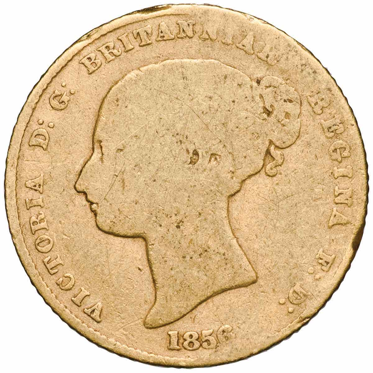 1856 Sydney Mint Half Sovereign Type I Fair-Very Good