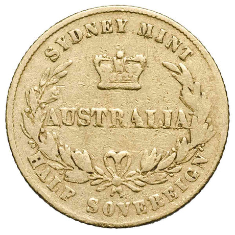 1857-66 Sydney Mint Gold Half Sovereign Type II Very Good-Fine