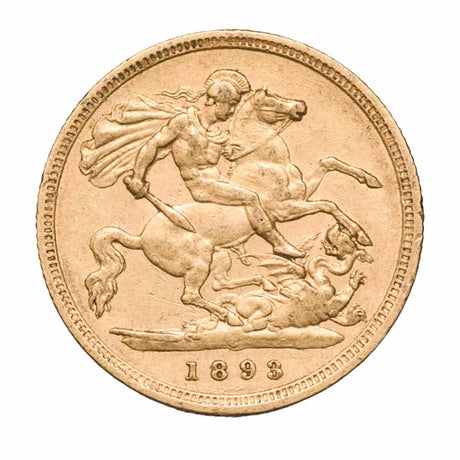 Queen Victoria 1893S Veiled Head Gold Half Sovereign good Very Fine