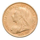 Queen Victoria 1900S Veiled Head Gold Half Sovereign Extremely Fine