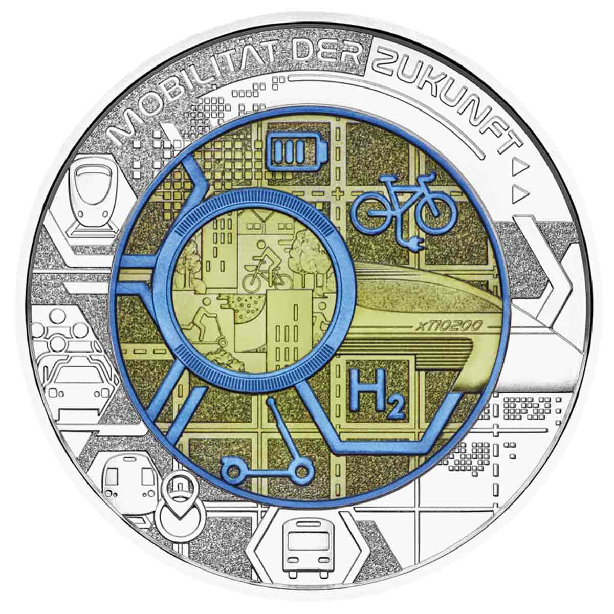 Smart Mobility 2021 25€ Niobium Silver Uncirculated Coin