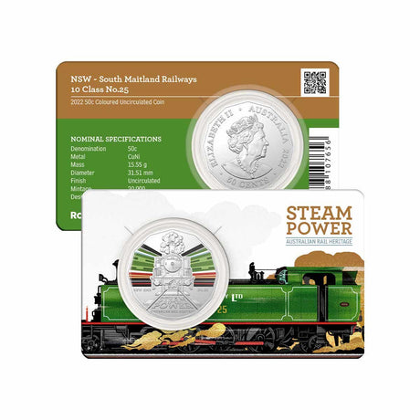 Australian Steam Trains - NSW Maitland 2022 50c Coloured Uncirculated Coin