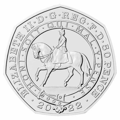 Queen Elizabeth II's Platinum Jubilee 2022 50p Cupro-Nickel Brilliant Uncirculated Coin