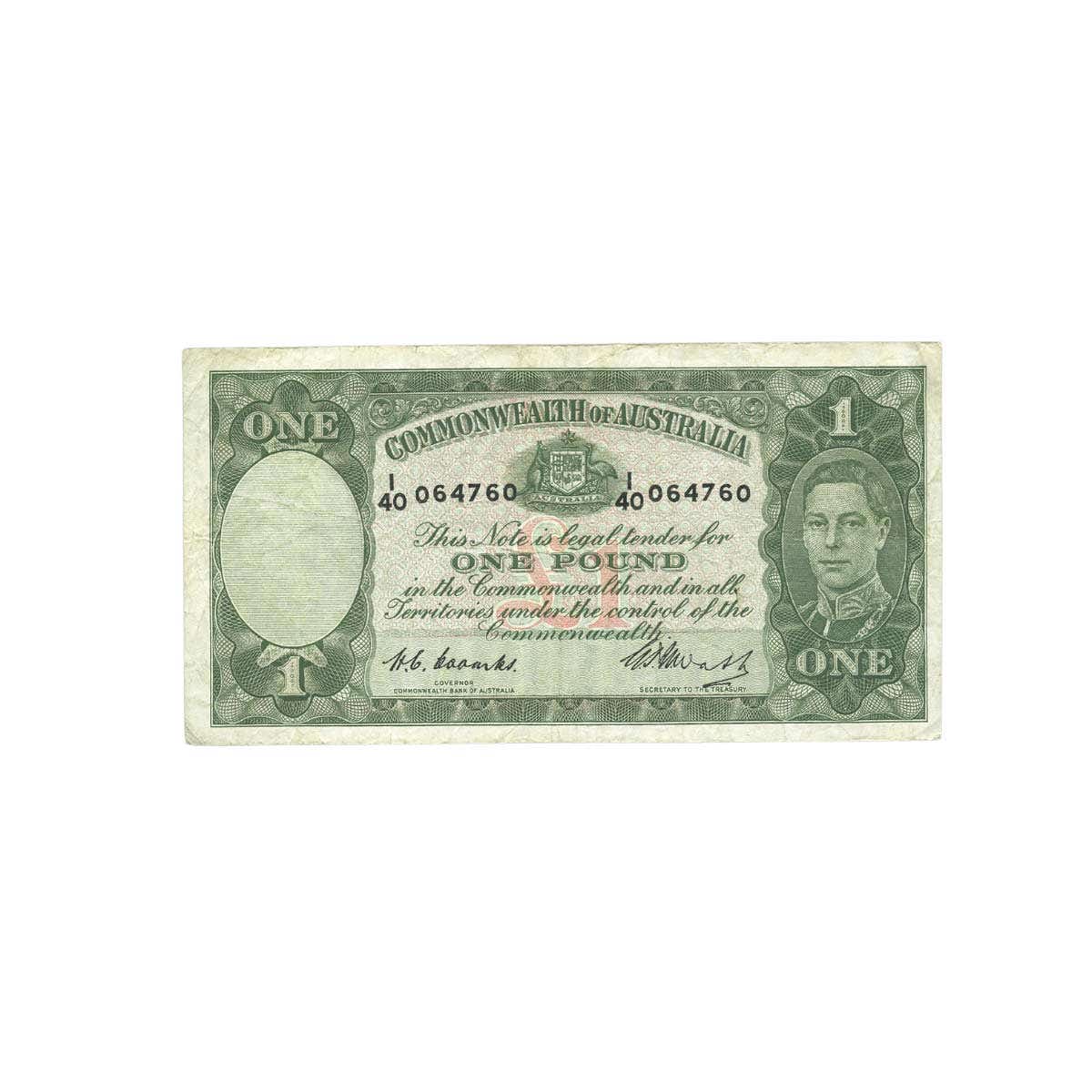 George VI £1 1938-53 Banknote Fine