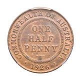 1926 Halfpenny Half Moon Variety PCGS MS63RB (Choice Uncirculated)