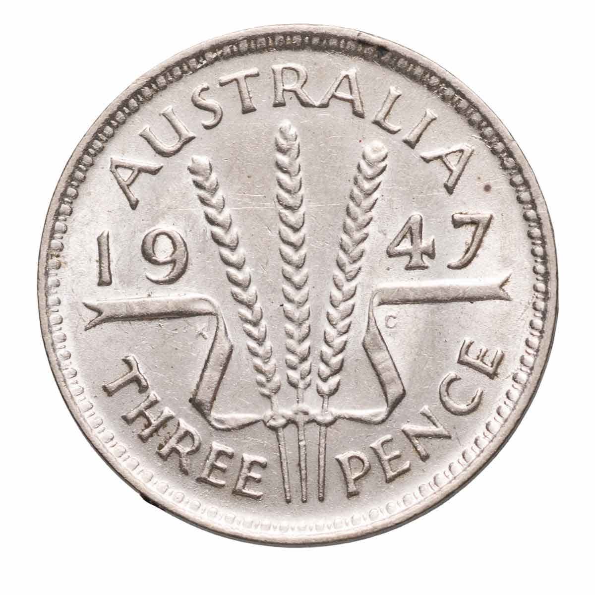 1947 Threepence about Uncirculated