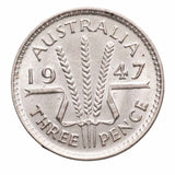 1947 Threepence about Uncirculated