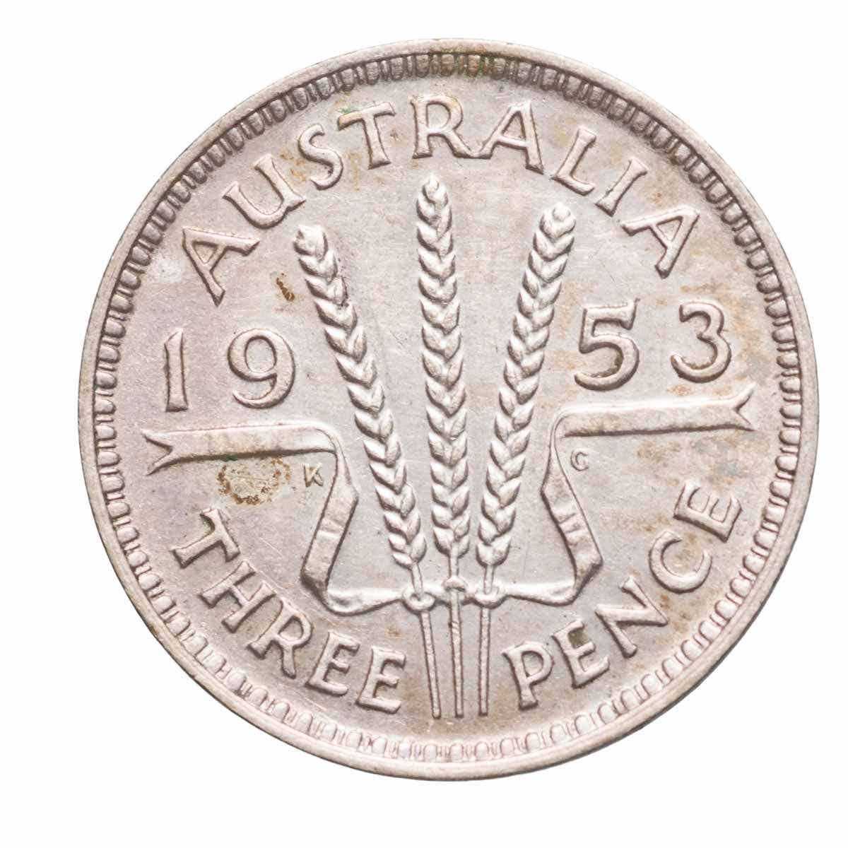 1953 Threepence about Uncirculated