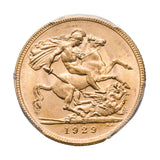 George V 1929P Gold Sovereign NGC MS62 (Uncirculated)