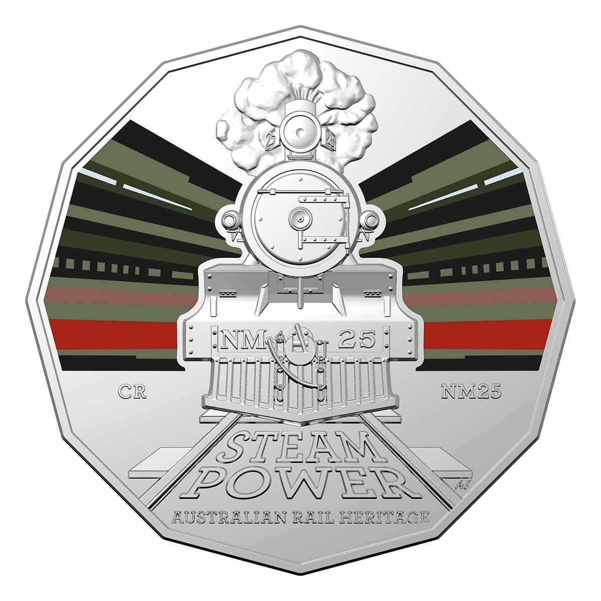 Australian Steam Trains Commonwealth NM 25d 2022 50c Coloured CuNi Uncirculated Coin