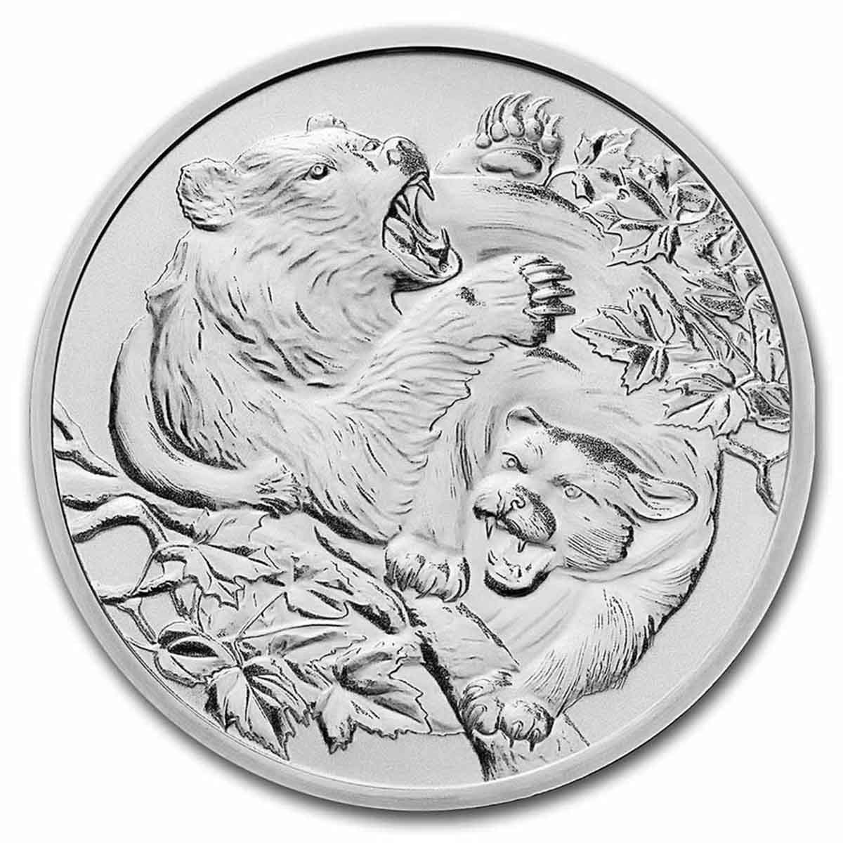 Apex Predators 2022 $1 Cougar and Bear 1oz Silver Brilliant Uncirculated Coin