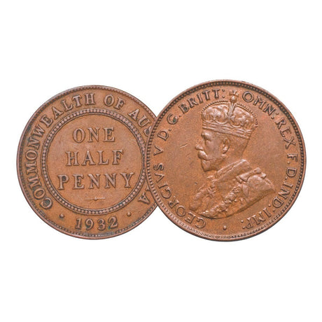 1932-36 Halfpenny 5-Coin Set about Extremely Fine-Extremely Fine