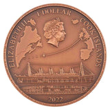 Titanic 2022 $1 50g Copper Antiqued Ultra High Relief Coin