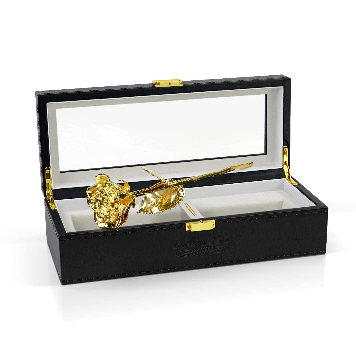 Gold Infinity Rose with Premium Glass Lid Display Case