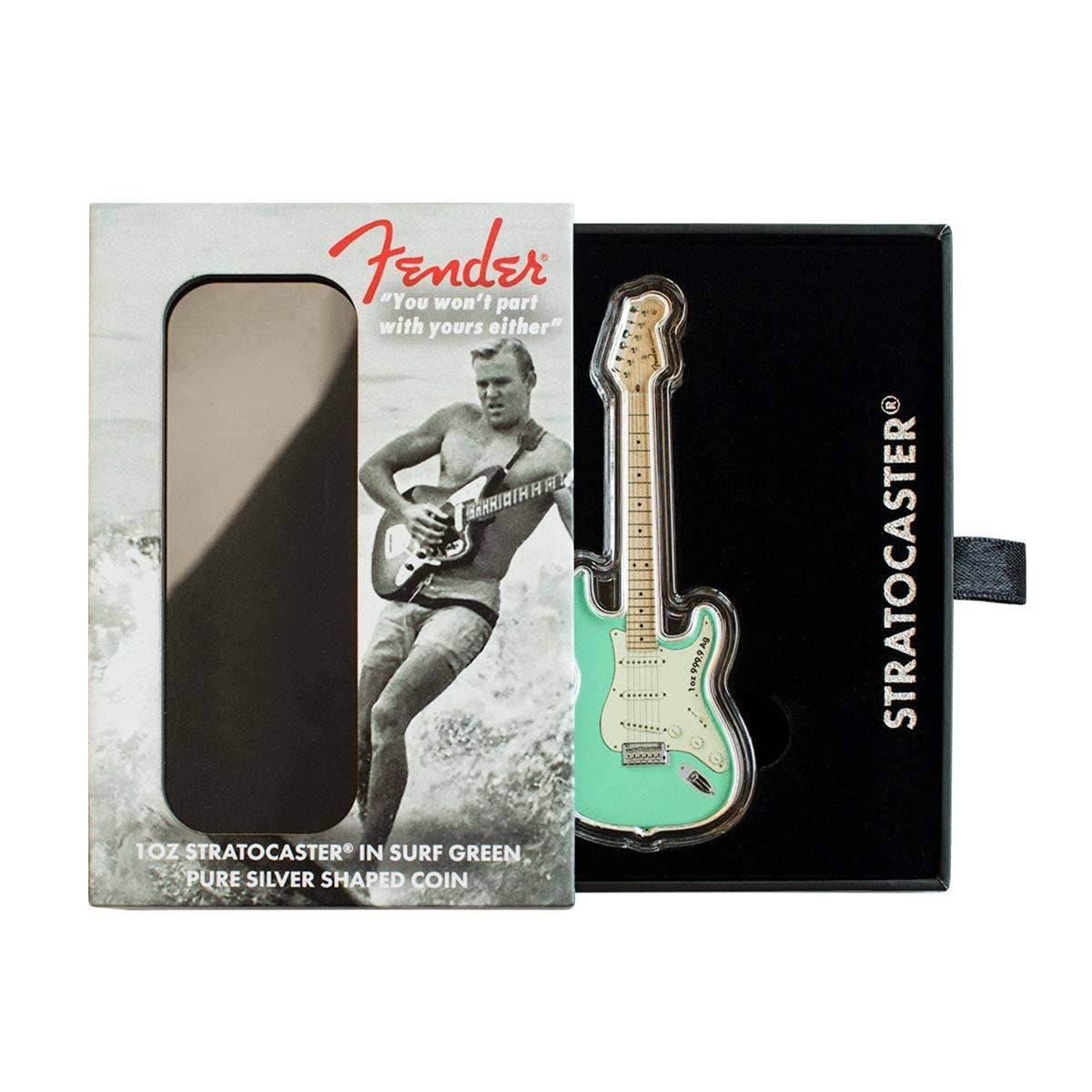 Fender® Stratocaster® 2022 $2 Shaped 1oz Silver Coin