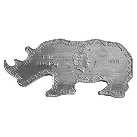 African Black Rhino 2022 $2 Shaped 1oz Silver Coin