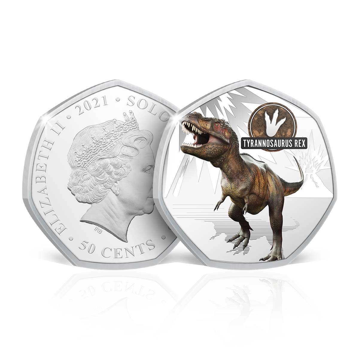 The Age of Dinosaurs 2021 50c T-Rex Silver-plated Coin