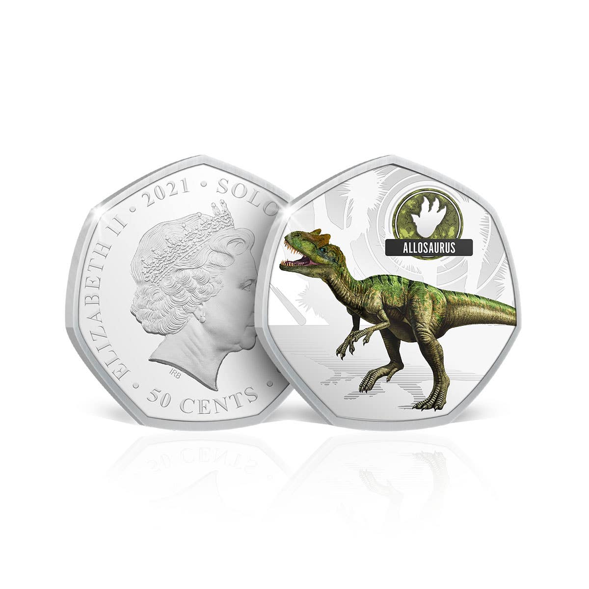 The Age of Dinosaurs 2021 50c Allosaurus Silver-plated Coin