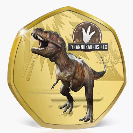 The Age of Dinosaurs 2021 50c T-Rex Gold-plated Coin