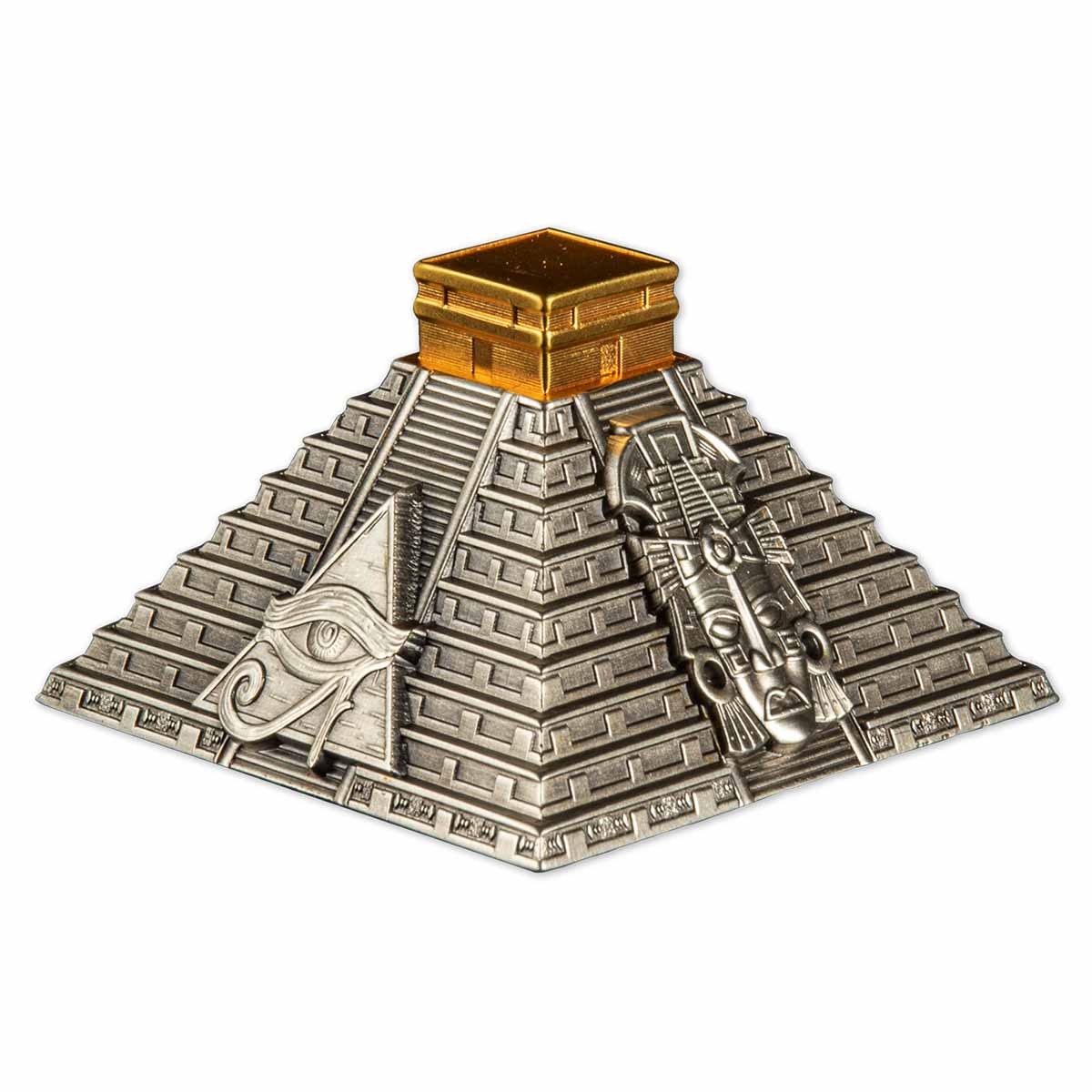 Chichen Itza Pyramid 2022 50 Cordobas 5oz Silver Antiqued Coin