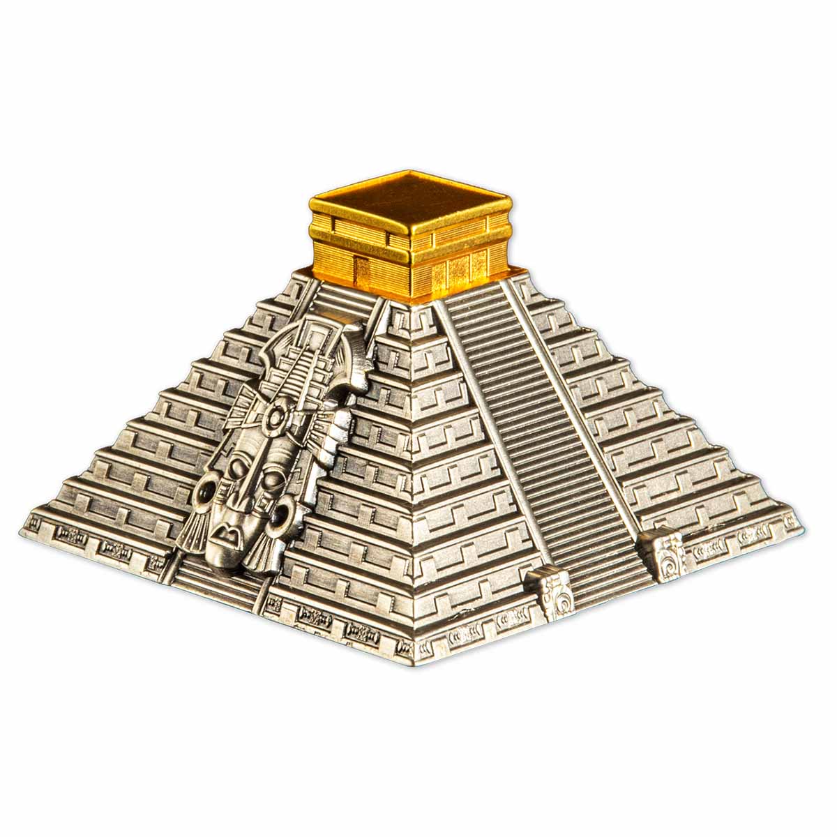 Chichen Itza Pyramid 2022 50 Cordobas 5oz Silver Antiqued Coin