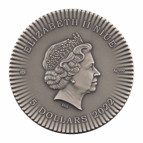 Elizabeth I 2022 $5 2oz Silver Antiqued High Relief Coin
