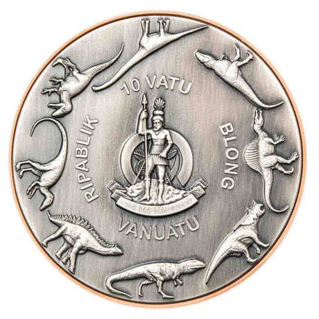 Stegosauraus 2023 10 Vatu Silver & Copper Bimetal Antique Coin